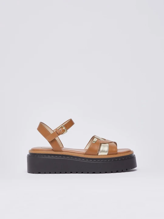 Zdjęcie produktu Liu Jo Leather Platform Sandals Cognac