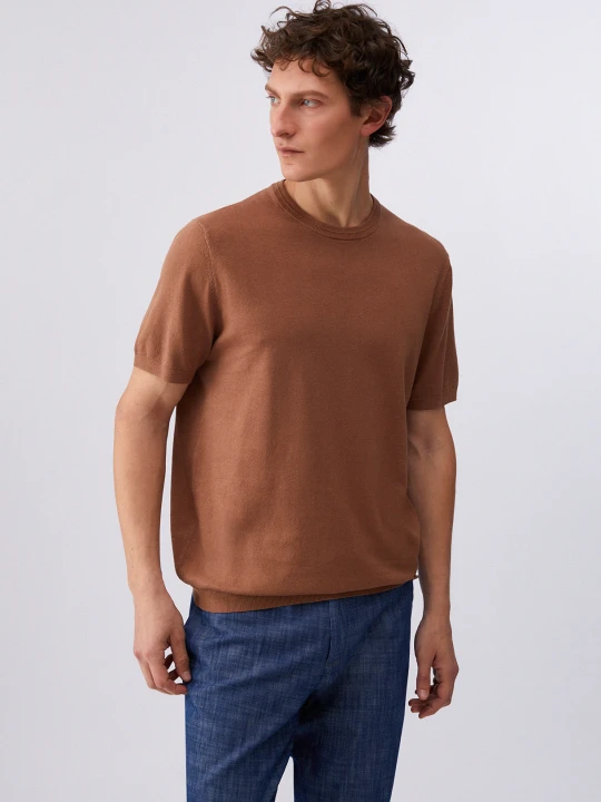 Zdjęcie produktu Liu Jo Linen And Cotton T-shirt Cognac