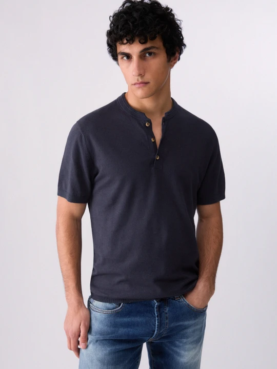 Zdjęcie produktu Liu Jo Linen And Cotton T-shirt Dark Blue
