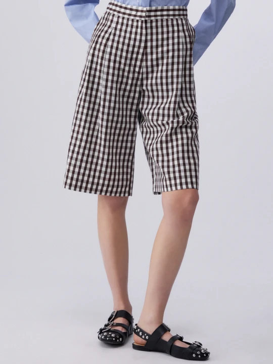 Zdjęcie produktu Liu Jo Linen Blend Bermuda Shorts Brown Vichy