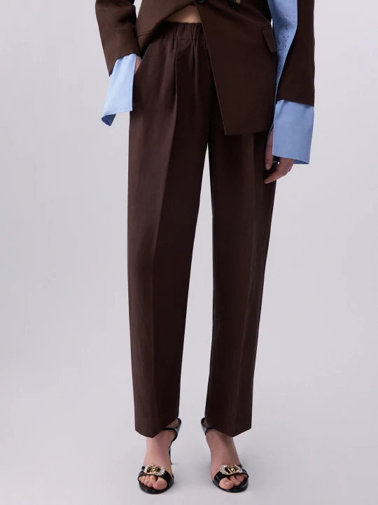 Zdjęcie produktu Liu Jo Linen-blend Trousers Dark Brown