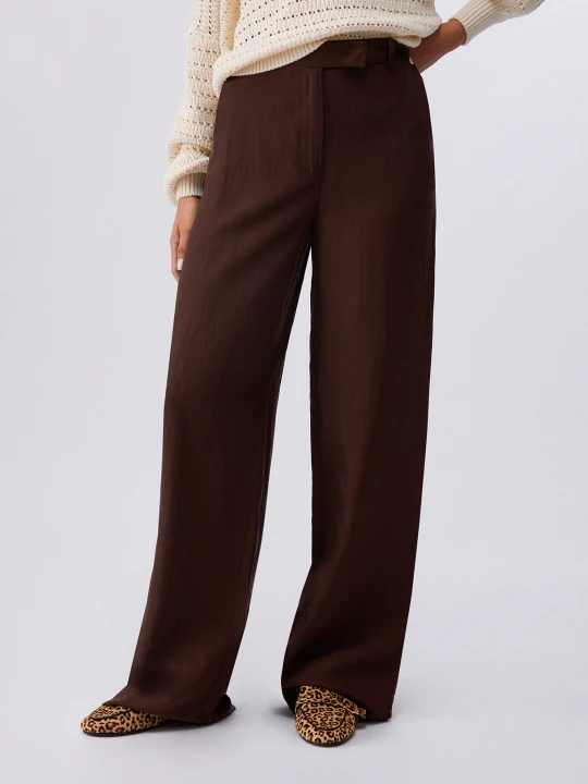 Zdjęcie produktu Liu Jo Linen-blend Trousers Dark Brown