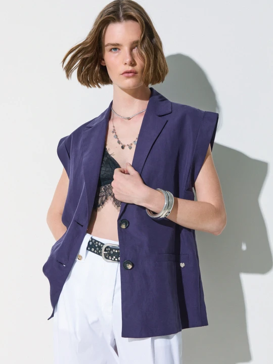 Zdjęcie produktu Liu Jo Linen-blend Waistcoat purpurowy