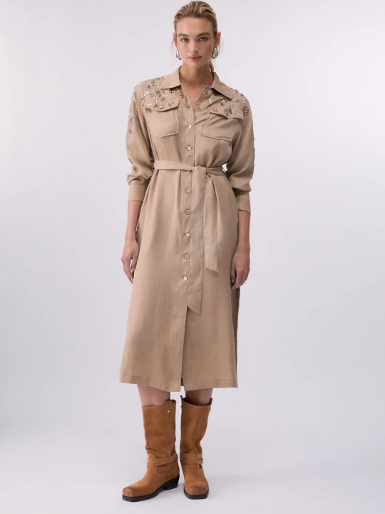 Zdjęcie produktu Liu Jo Long Dress With Bejewelled Embroidery Light Beige
