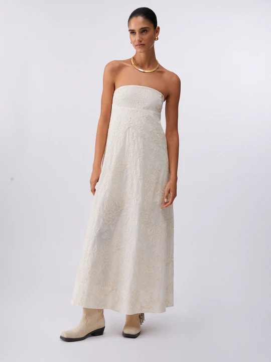 Zdjęcie produktu Liu Jo Long Dress With Embroidery biały
