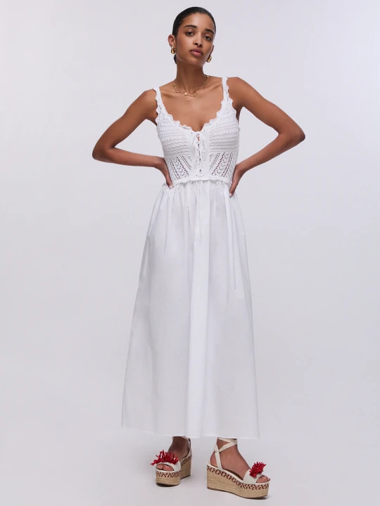 Zdjęcie produktu Liu Jo Long Dress With Openwork Top biały