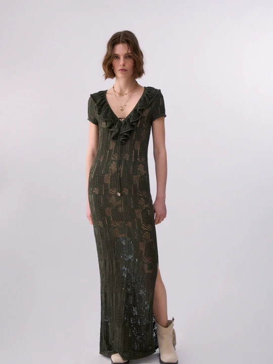 Zdjęcie produktu Liu Jo Long Lace Dress With Ruffles zielony