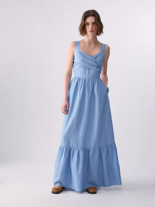 Zdjęcie produktu Liu Jo Long Linen-blend Dress Light Blue