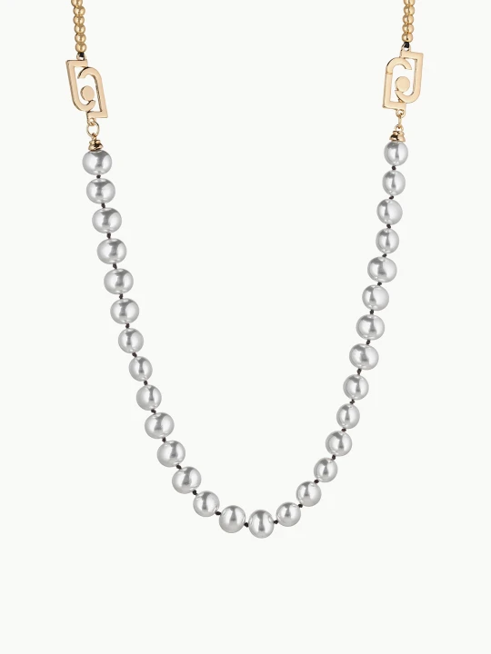 Zdjęcie produktu Liu Jo Long Necklace With Logo And Pearls Steel