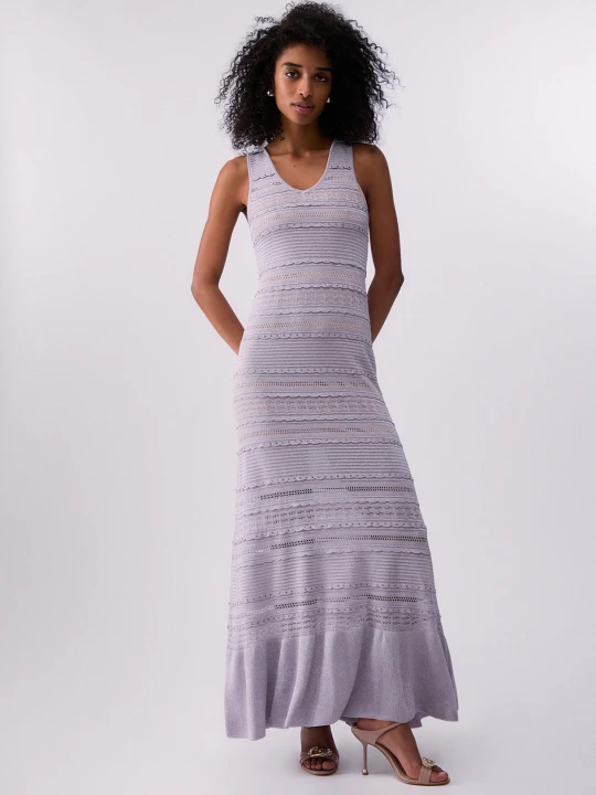 Zdjęcie produktu Liu Jo Long Openwork Knit Dress Light Lilac