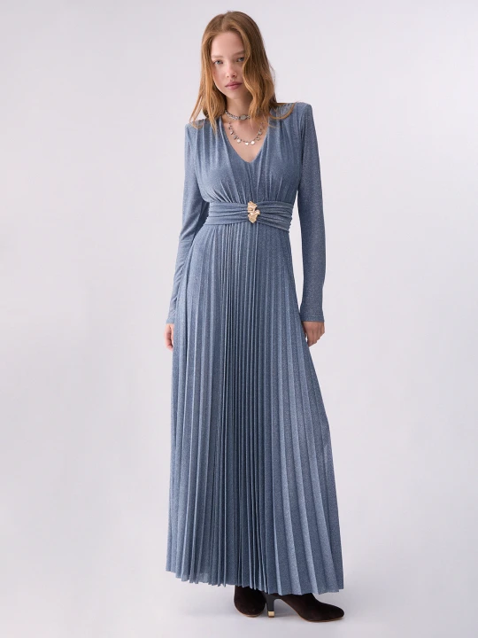 Zdjęcie produktu Liu Jo Long Pleated Lurex Dress Light Blue