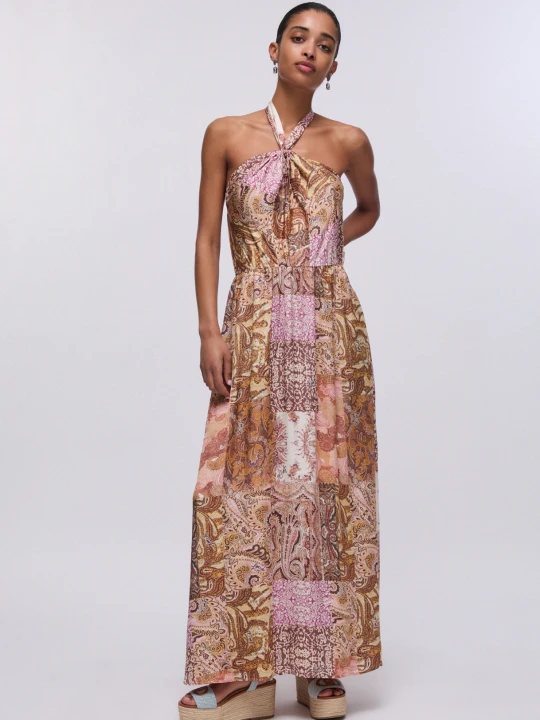 Zdjęcie produktu Liu Jo Long Printed Satin Dress beżowy