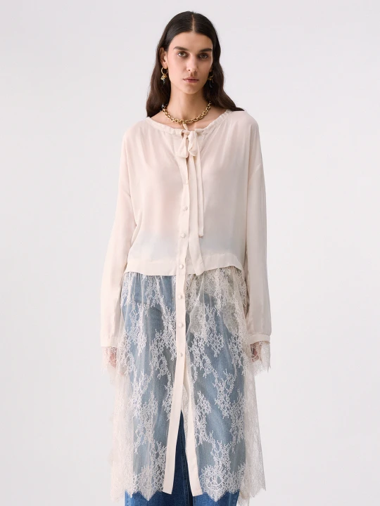 Zdjęcie produktu Liu Jo Long Shirt With Lace Details biały