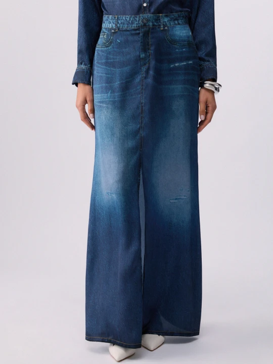 Zdjęcie produktu Liu Jo Long Skirt With Digital Print Blue Denim