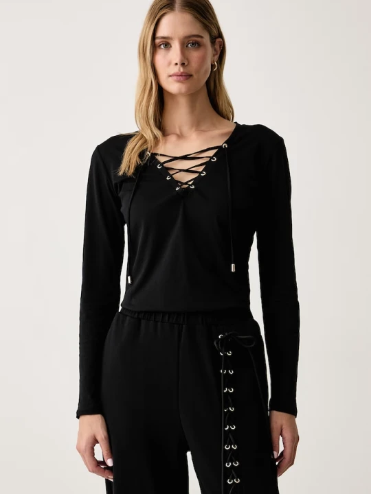 Zdjęcie produktu Liu Jo longsleeve damski bawełniany czarny