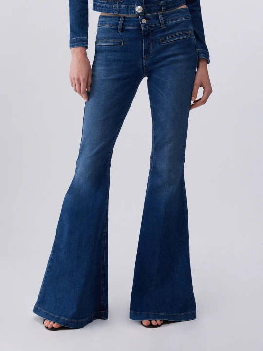 Zdjęcie produktu Liu Jo Low-rise Super-flared Jeans Dark Blue Denim