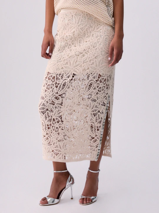 Zdjęcie produktu Liu Jo Macramé Midi Skirt biały