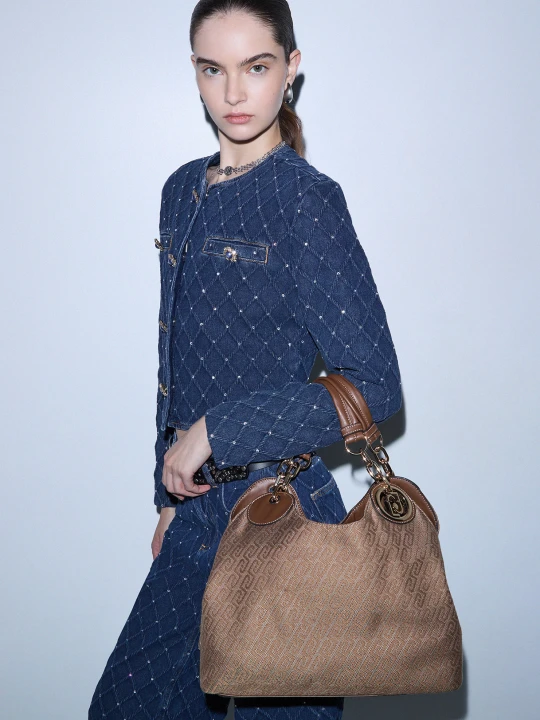 Zdjęcie produktu Liu Jo Medium Jacquard Satchel Bag beżowy