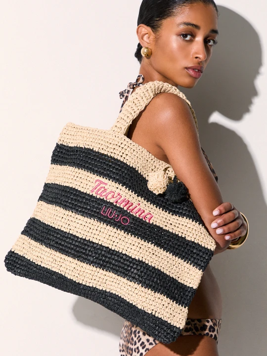 Zdjęcie produktu Liu Jo Medium Striped Tote Bag czarny