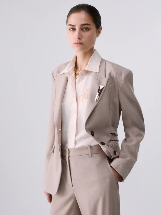 Zdjęcie produktu Liu Jo Mélange Blazer With Buckles beżowy