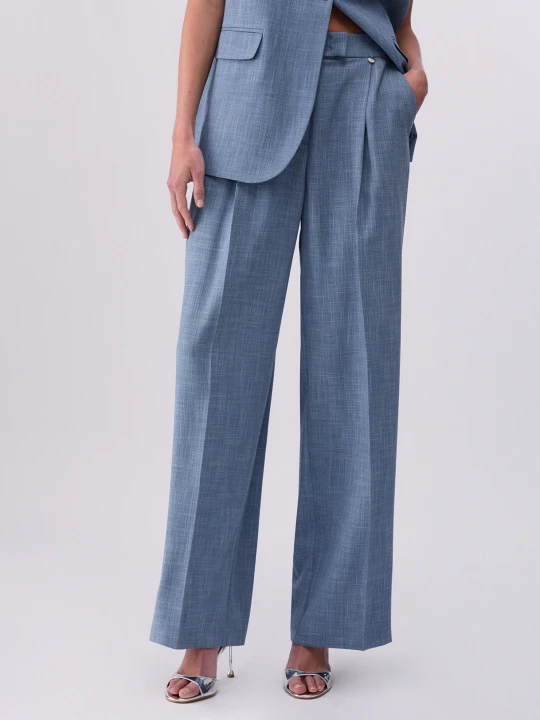 Zdjęcie produktu Liu Jo Mélange Fabric Palazzo Trousers niebieski