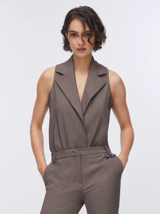 Zdjęcie produktu Liu Jo Mélange Fabric Vest Bodysuit brązowy