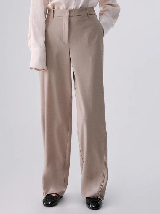 Zdjęcie produktu Liu Jo Mélange Trousers With Zipper beżowy