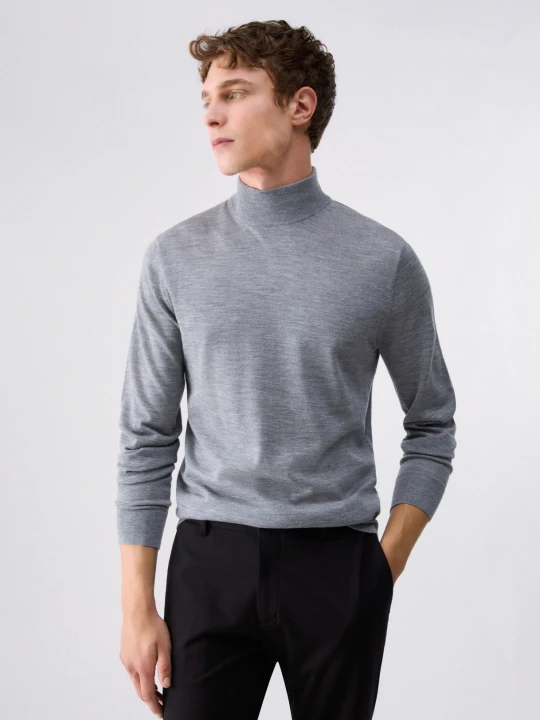 Zdjęcie produktu Liu Jo Mock-neck Sweater In Wool Merino Grey Mélange