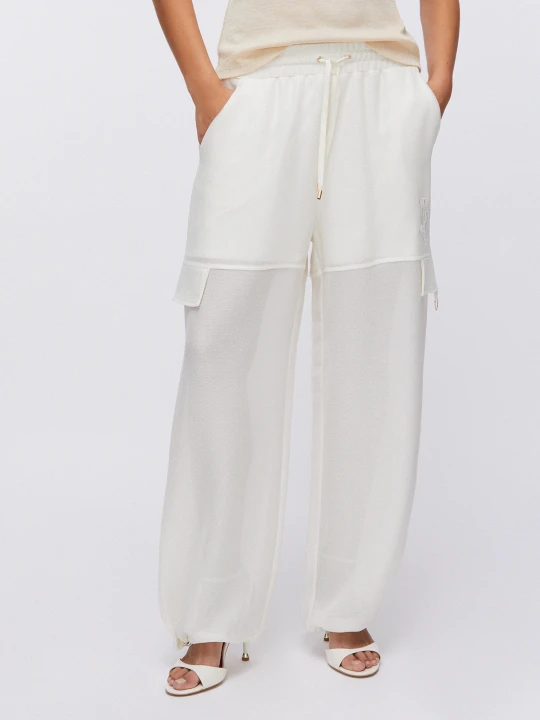 Zdjęcie produktu Liu Jo Mesh Cargo Trousers Milky White