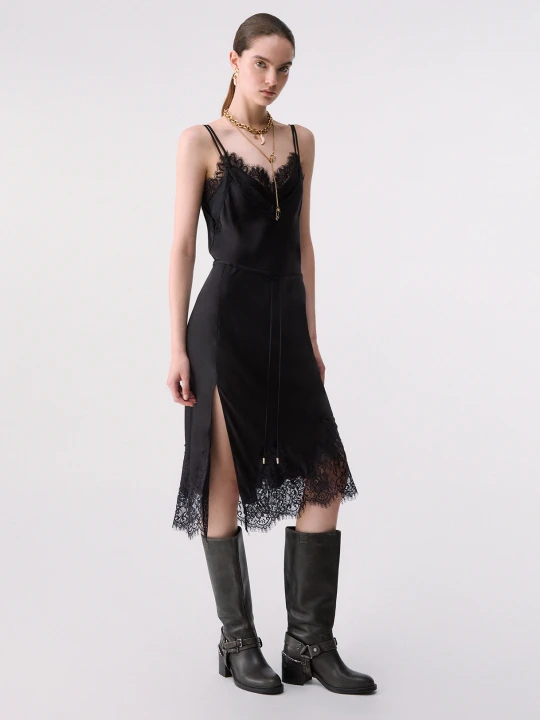 Zdjęcie produktu Liu Jo Midi Dress In Satin And Lace czarny