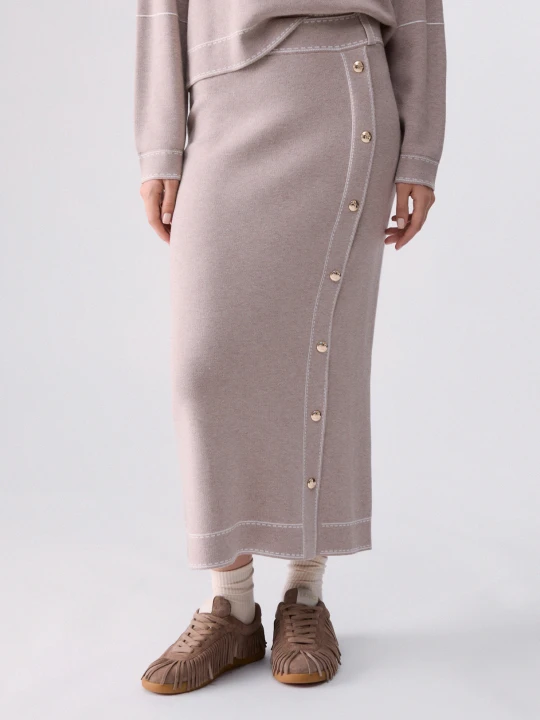 Zdjęcie produktu Liu Jo Midi Skirt In Silk Blend beżowy