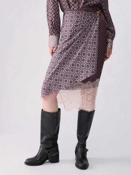 Zdjęcie produktu Liu Jo Midi Skirt With Lace Details Aubergine