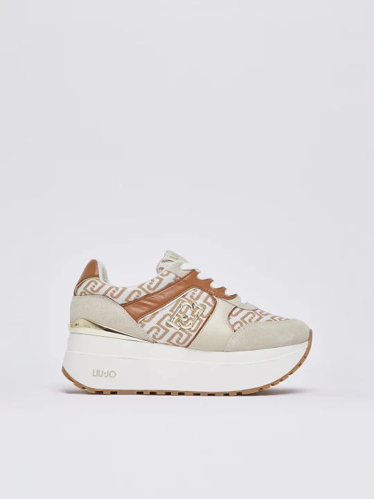 Zdjęcie produktu Liu Jo Monogram Jacquard Super-platform Sneakers beżowy