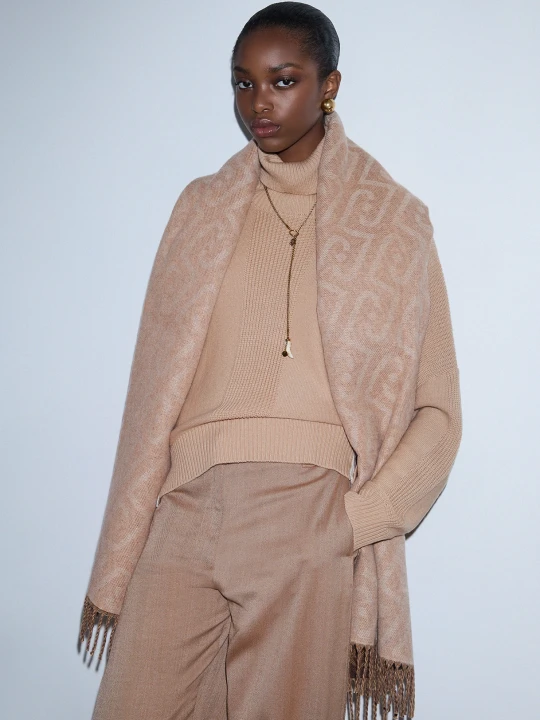 Zdjęcie produktu Liu Jo Monogram Stole With Fringes Camel