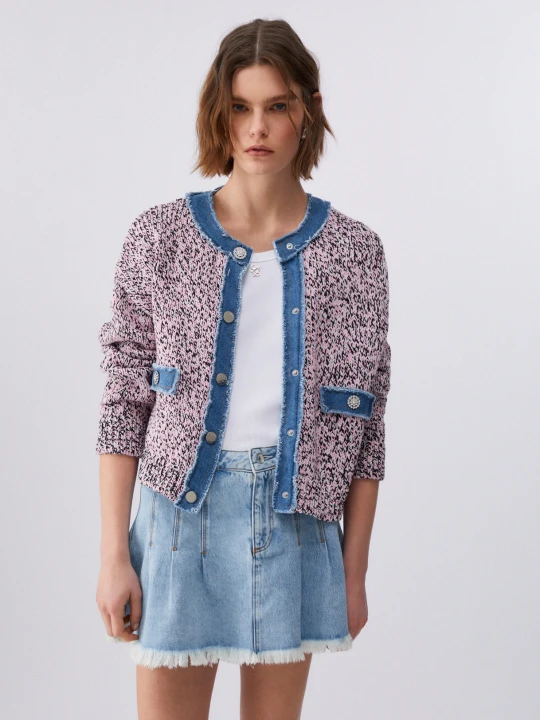 Zdjęcie produktu Liu Jo Mouliné Cardigan With Bejewelled Buttons różowy