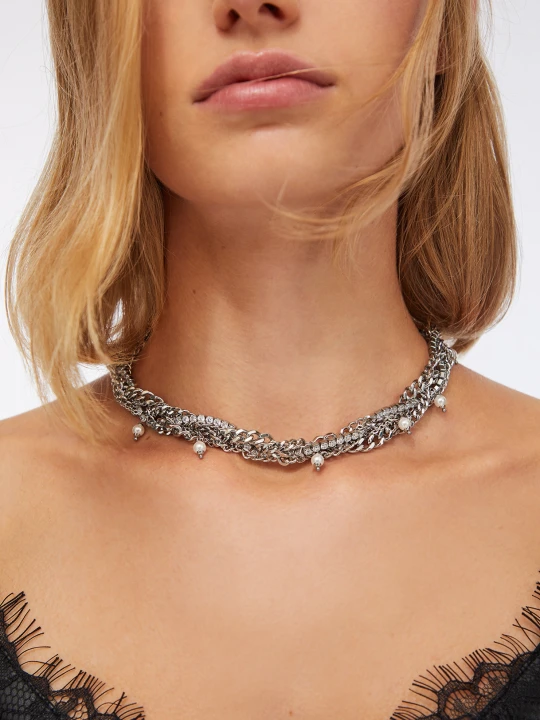 Zdjęcie produktu Liu Jo Multi-strand Choker With Diamantés srebrny