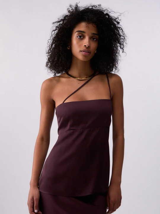 Zdjęcie produktu Liu Jo One-shoulder Satin Top brązowy