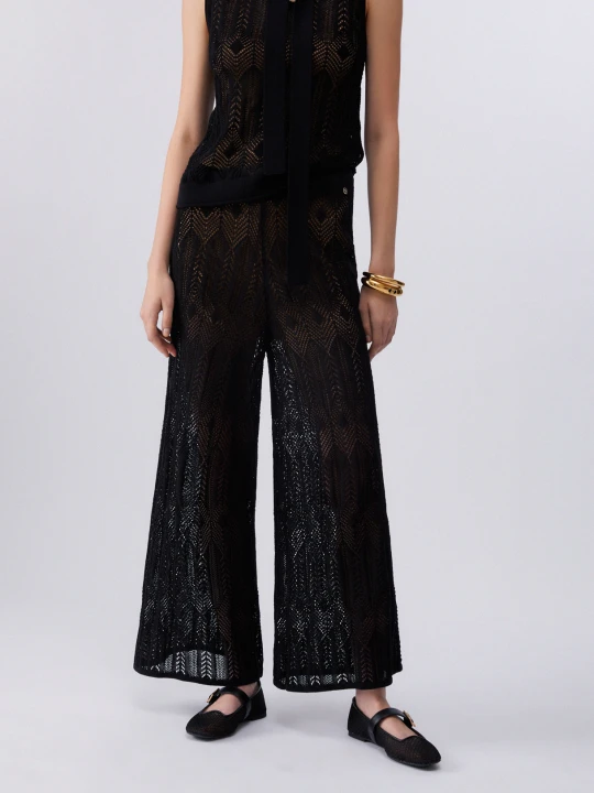 Zdjęcie produktu Liu Jo Openwork Knit Trousers czarny