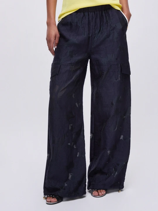 Zdjęcie produktu Liu Jo Organza Jacquard Trousers Dark Blue