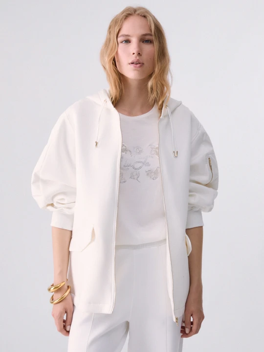Zdjęcie produktu Liu Jo Oversized Hooded Jacket White Wool