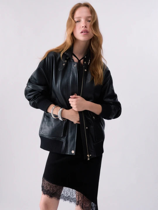 Zdjęcie produktu Liu Jo Oversized Leather Jacket czarny