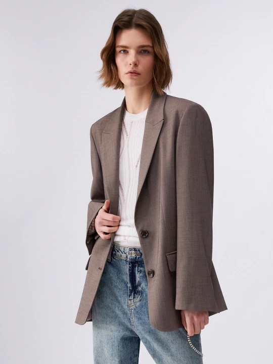 Zdjęcie produktu Liu Jo Oversized Mélange Fabric Blazer brązowy