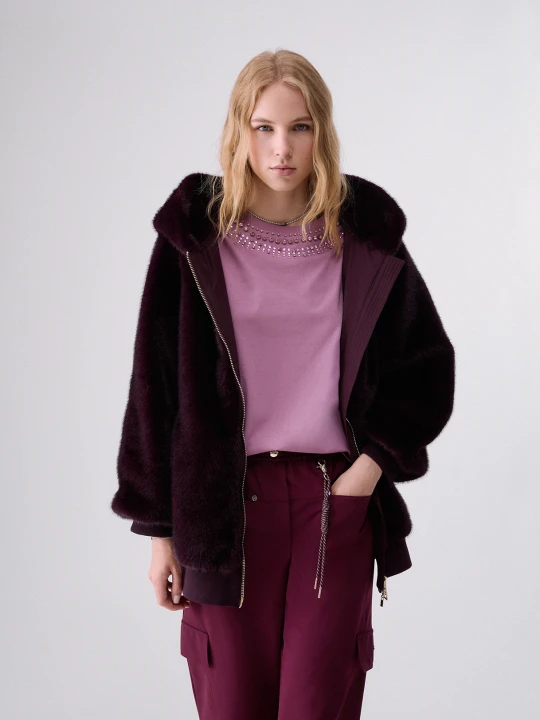 Zdjęcie produktu Liu Jo Oversized Teddy Jacket Aubergine