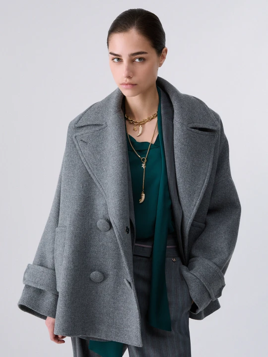 Zdjęcie produktu Liu Jo Oversized Wool Coat Grey Mélange