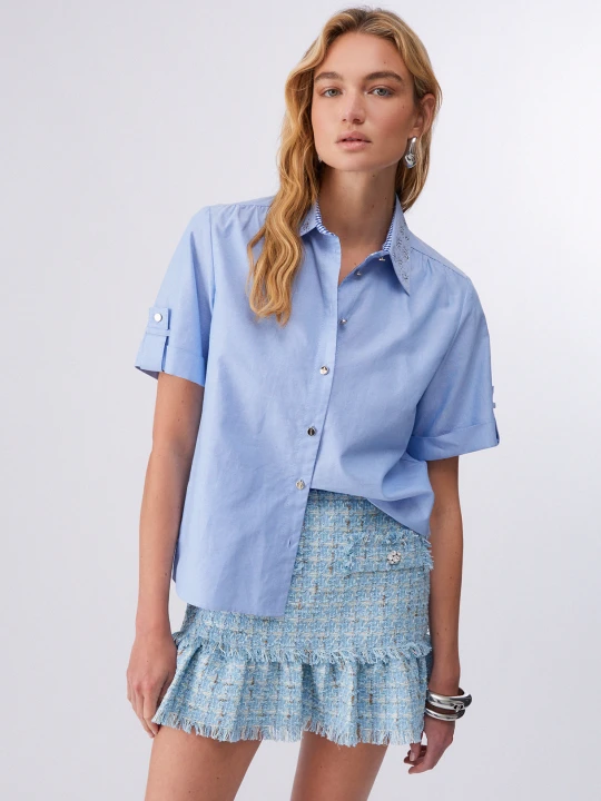 Zdjęcie produktu Liu Jo Oxford Shirt With Rhinestones Light Blue