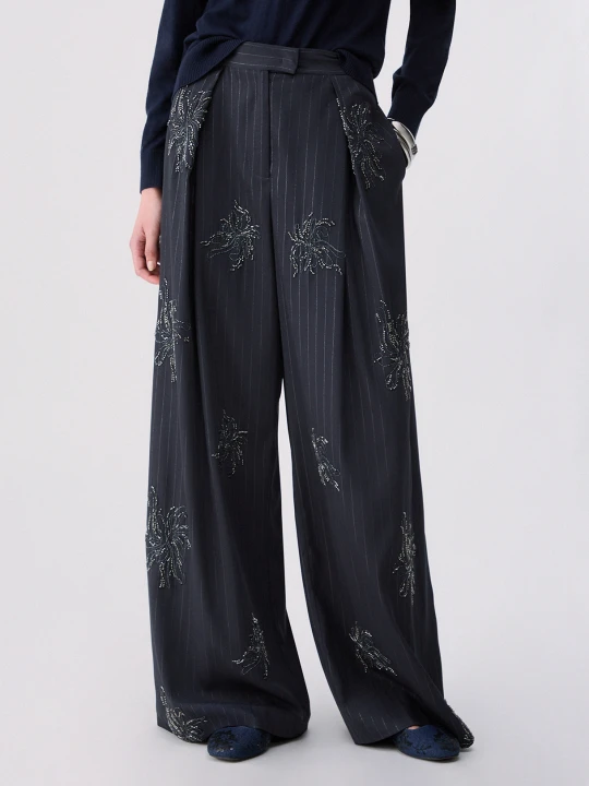 Zdjęcie produktu Liu Jo Palazzo Trousers With Jewel Embroidery szary