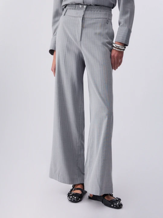 Zdjęcie produktu Liu Jo Pinstripe Palazzo Trousers Grey Pinstripe