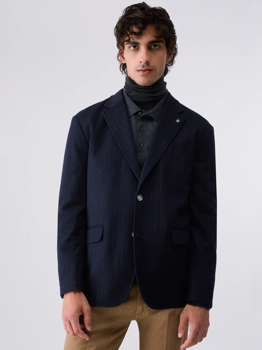 Zdjęcie produktu Liu Jo Pinstripe Relaxed Fit Jacket Dark Blue