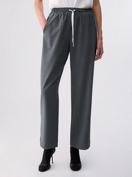 Zdjęcie produktu Liu Jo Pinstriped Trousers With Lace Insert szary