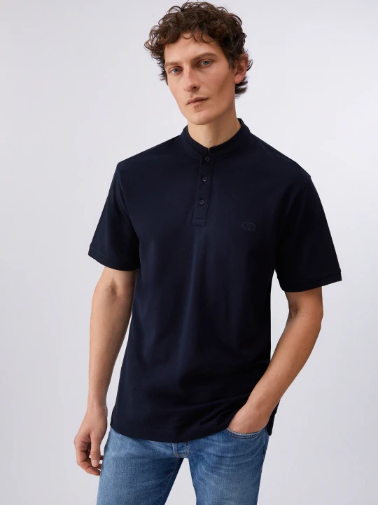 Zdjęcie produktu Liu Jo Pique Polo-shirt With Mandarin Collar Dark Blue